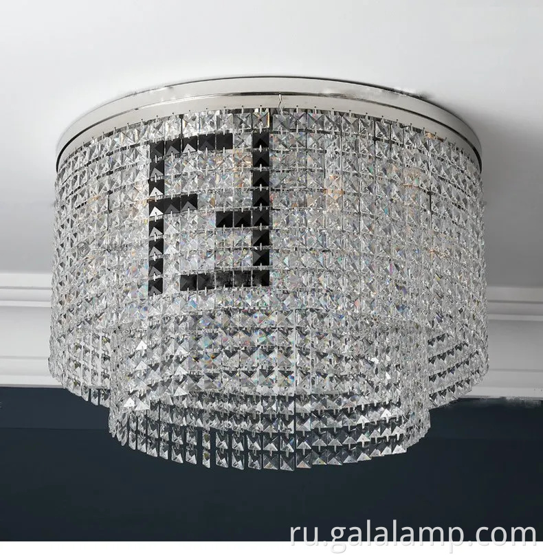 Элегантный современный хрустальный светодиодный потолочный свет для шикарных интерьеров